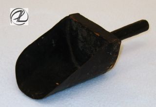 Scoop Primitive Tin Dry Good Feed Black Antique Hand Made Carved Handle 1800 Grt photo