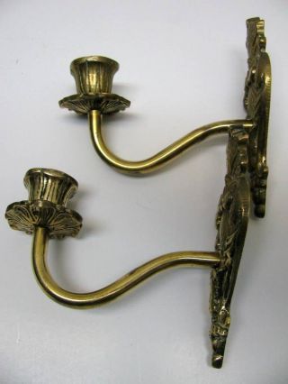 Vintage Pair Set Of Solid Brass Candle Holders 2 Sticks photo