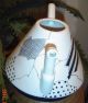 Black And White Tea Kettle Handpainted In Italy Porcelain Ceramic Metalware photo 3