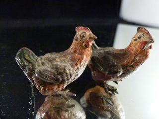 Austrian Vienna Bronze Chicken ' S Set Of 2 Very Old. .  Marked photo