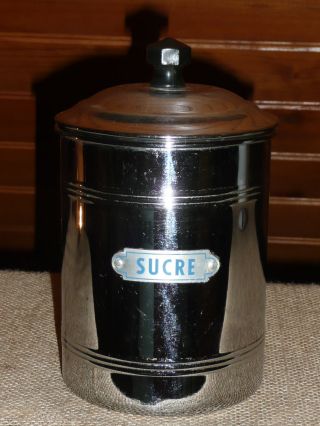 Vintage Scarce French Copper Chrome Sugar Canister - - photo
