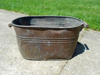 Antique/primitive Copper Clad Two Handled Canning Boiler (a) photo