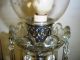 2 Antique Glass Boudoir Table Lustre Lamps Etched Globes & Water Drip Crystals Lamps photo 3