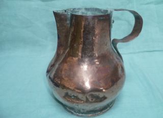 Antique French Copper Shabby Water Pot / Pitcher photo