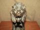 Antique Bronze Sculpture Lion Signed Painte Metalware photo 3