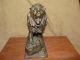 Antique Bronze Sculpture Lion Signed Painte Metalware photo 8