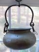 Antique Handmade Primitive Hanging Dovetail Copper Cast Iron Hearth Cooking Pot Metalware photo 1