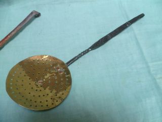 Old French Brass Large Colander W/ Forged Handle : Fab photo