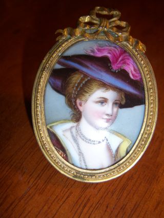 Miniature Portrait Of A Lady,  Maybe French,  Antique Assessed Pre - 1900s photo