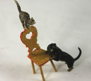 Cold Painted Vienna Bronze Dog And Cat Miniature photo