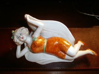 Victorian German Bathing Beauty Figurine Half Doll Related Crown Hall Mark 7323 photo