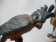 Large Rare C1900 Austrian Bronze Cold Painted Parrot On Perch Stamped Metalware photo 8