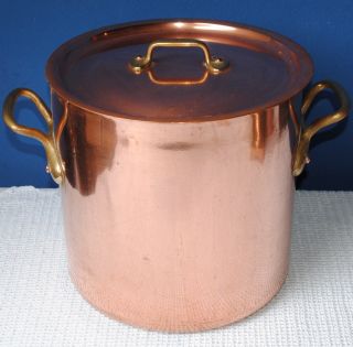 Antique Large Heavy French Copper / Brass Pot Diameter 12 Thickness 3,  6 Mm photo