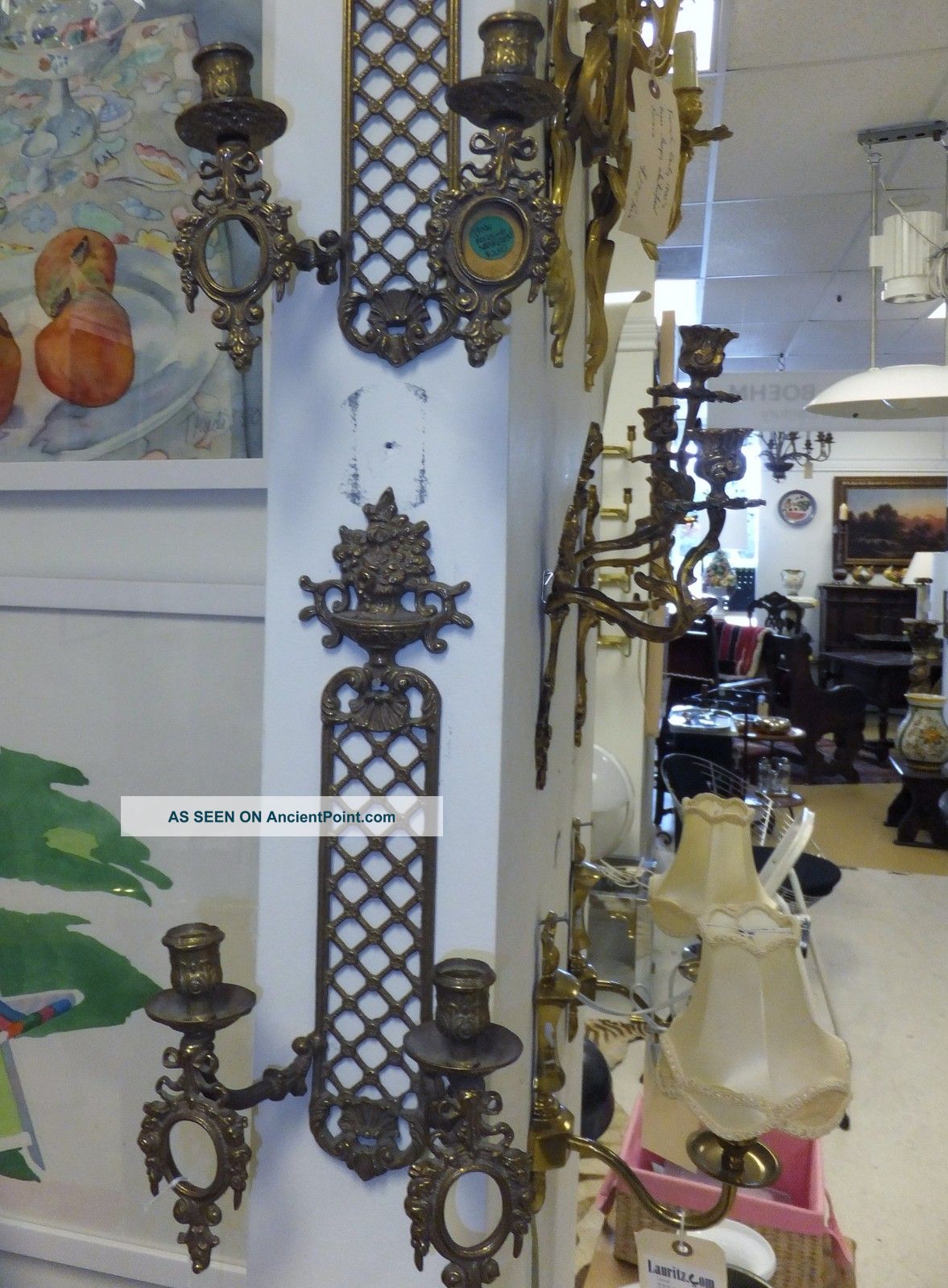 A Pair Of Rococo Style Swedish Appliques/sconces,  Early 1900s.  Not Electrified. Lamps photo