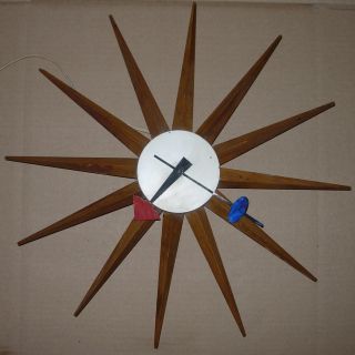 Vintage George Nelson Howard Miller Sunburst Spike Clock Mid - Century photo