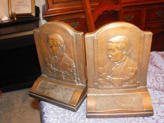 Antique Bronze Copper Color Bookends President Grover Cleveland? photo