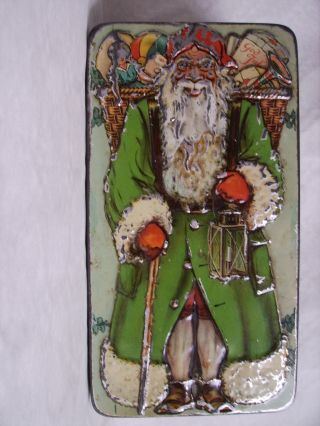 Vintage Very Rare Christmas Lithograph Coffee Tin - Santa - Dwarfs - Sweden photo