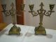Pair Of French Antique Brass Candelabra Metalware photo 1