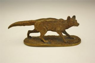 Circa 1860 French Small Cabient Bronze Of A Standing Fox By Pj Mene photo