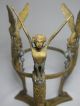 Unique Ornate Antique Brass Flying Triple Sphinx Vase Holder Stand - Victorian Metalware photo 5
