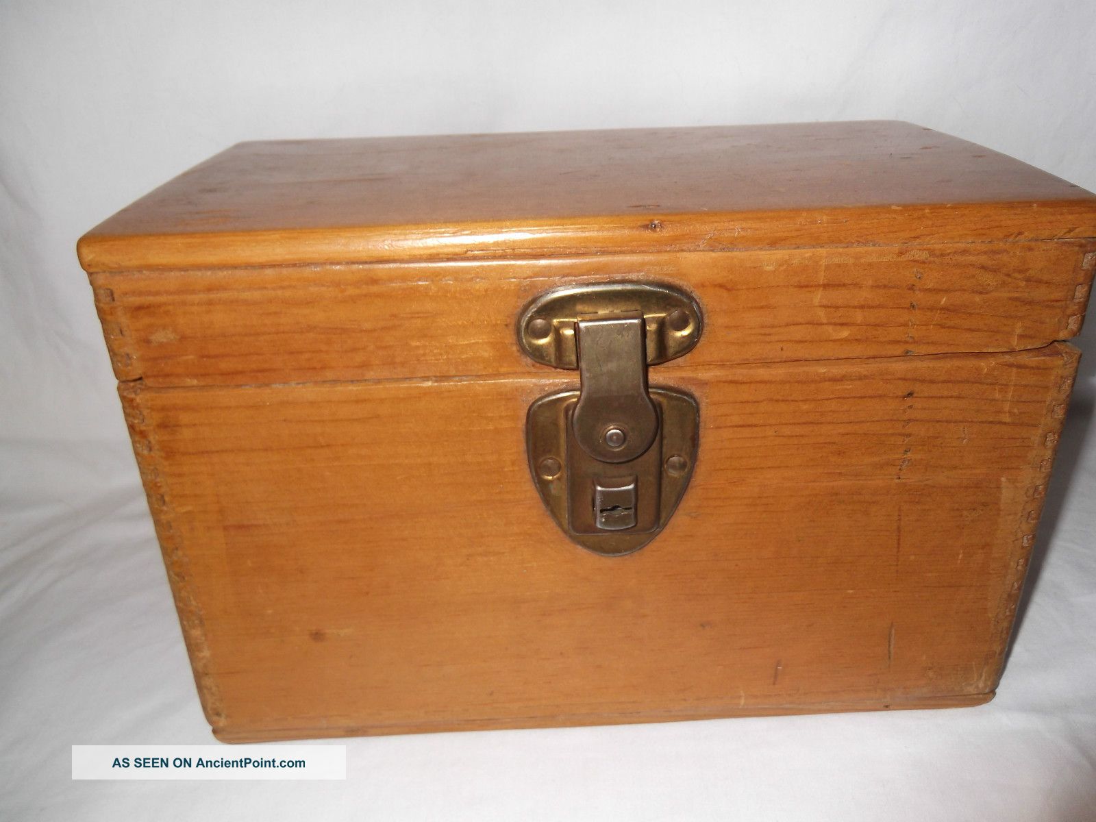 Vintage Wooden Box With Great Brass Hardware Boxes photo