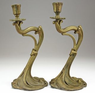 Bradley & Hubbard Art Nouveau Metal Candle Stands Lamp Base photo