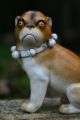 19th C.  Open Legged Pug Dog With Decorative Collar Of European Origin Figurines photo 1