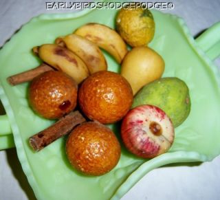 Antique Or Vintage Handpainted Stone Miniature Fruit - Apple Bananas Etc. photo