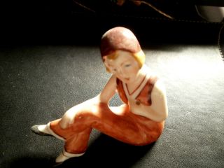 Bathing Beauty Figurine Half Doll Related Holds Paper Umbrella Marked Foreign photo