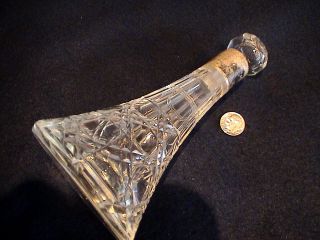 Antique Victorian England Perfume Bottle Scent Cut Crystal Sterling Silver Top photo