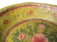 Vintage Toleware Paper Mache Fruit Bowl Hand Painted Made In India Yellow Pink Toleware photo 3