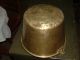 Antique Hammered & Turned Brass Bucket Hand Forged Hande W/ Copper Rivets 1889 Metalware photo 2