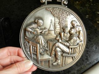 Sks Zinn 95% German Pewter Wall Plate Gathering Around The Table photo
