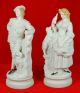 Staffordshire Porcelain Figurine Girl & Boy W Dogs Set 2 Antique C1860 Figurines photo 1