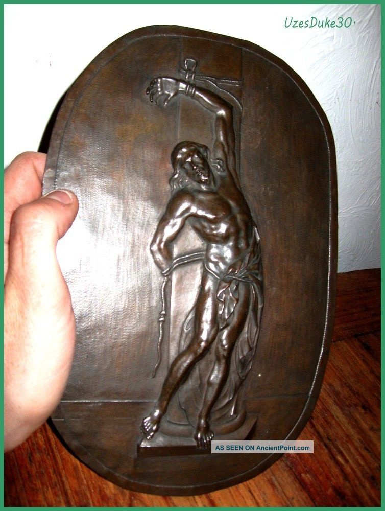 Antique 1832 P.  J David,  Religious Embossed Copper,  Cable Tied Christ,  Rare Metalware photo