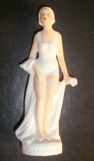 Rare Marked Germany Bathing Beauty Figurine Half Doll Related 3.  5 Inches photo