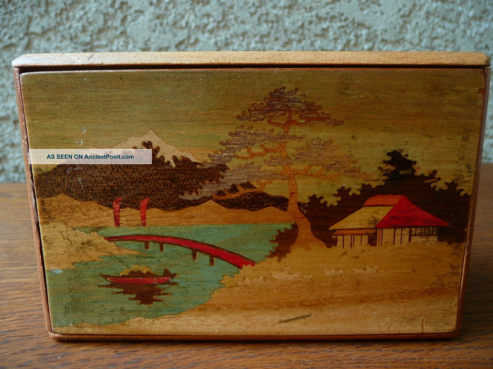 Vintage Hand Painted Wood Puzzle Box Japan Boxes photo