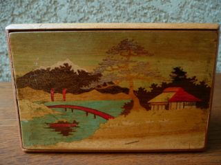 Vintage Hand Painted Wood Puzzle Box Japan photo