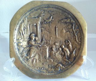 Gorgeous Antique 19th C.  Italian Grand Tour Gilt Bronze Allegorical Plaque photo