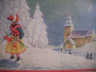 Lithograph Winter - Sleigh - Snow - Children - Christmas Biscuit Tin - Sweden photo