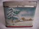 Lithograph Winter - Sleigh - Snow - Children - Christmas Biscuit Tin - Sweden Metalware photo 4