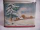 Lithograph Winter - Sleigh - Snow - Children - Christmas Biscuit Tin - Sweden Metalware photo 6