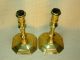 Pair Of Antique 1700 French Facet & Marked Brass Candlesticks Metalware photo 1