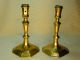 Pair Of Antique 1700 French Facet & Marked Brass Candlesticks Metalware photo 2