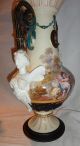 Pair French Continental Porcelain Vases Urns Old Paris Winged Mounts & Cherubs Vases photo 6