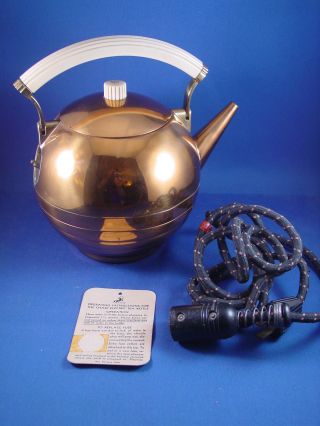 Walter Von Nessen 1930s Art Deco Moderne Chase Copper Electric Kettle Teapot Pot photo