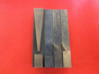Authentic Antique Wooden Letterpress Type. .  4 Inch. . . .  4 Puncuation Marks. . photo