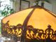 Exquisite Vintage Lampshade Art Deco Curved Glass W/ Ornate Metalwork Lamps photo 7