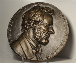 Vintage - Abraham Lincoln Bronze Plaque - By Charles Caverley photo