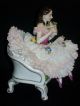 Antique Volkstedt German Porcelain Dresden Lace Seated Ballerina Dancer Figurine Figurines photo 4